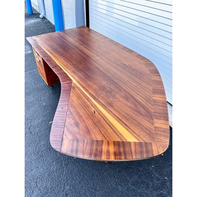 Mid-Century Modern Boomerang Executive Desk With Conference Corner | Mid Century Modern by William H Sullivan for Standard Furniture c.1950s For Sale - Image 3 of 18