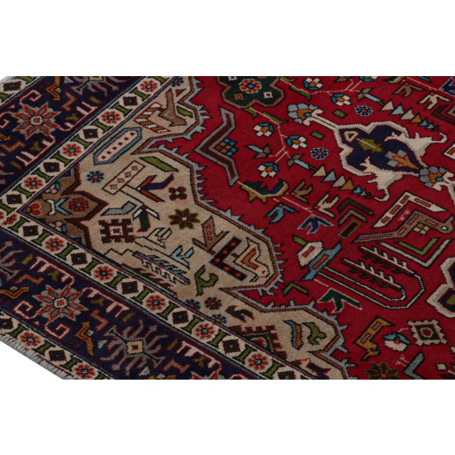Vintage Persian Tabriz Rug With Red-Blue Patterns For Sale In New York - Image 6 of 7