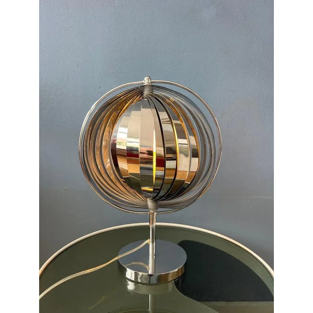 Plastic Silver Metal Trumpet Uplighter Cup Table Lamp For Sale - Image 7 of 11