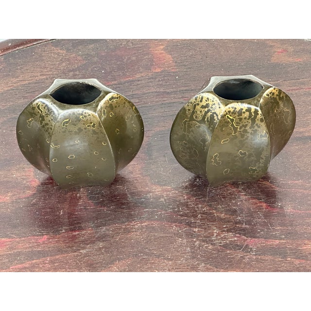Brown Art Deco Vases in Copperware, 1920, Set of 2 For Sale - Image 8 of 9