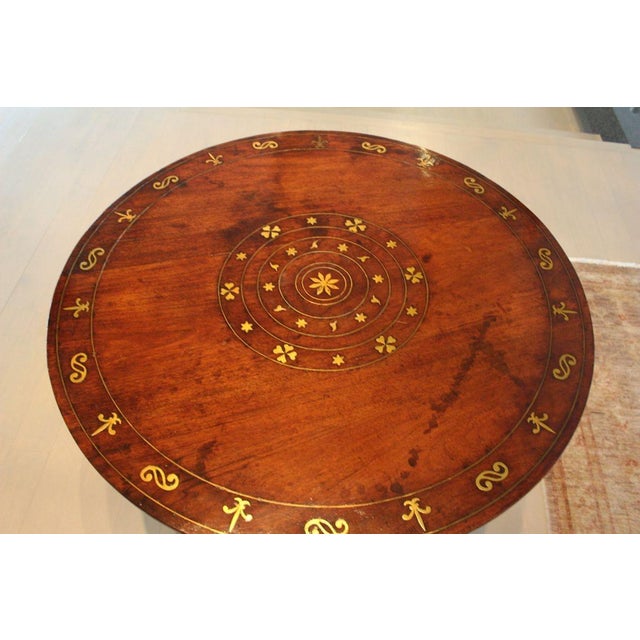 Antique William IV Style Brass-Inlaid Pedestal Center Table, Early 19th Century For Sale In Miami - Image 6 of 10