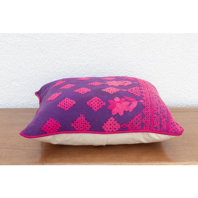 Rumi Embroidered Floral Pillow For Sale In Los Angeles - Image 6 of 8