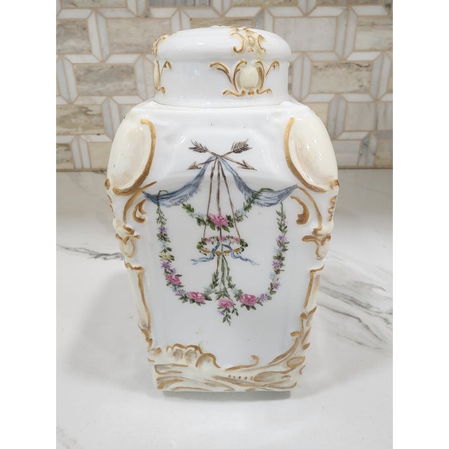 1920s 1920s Beautiful Hand Painted Antique Tea Caddy Signed e.h. Newton Cincinnati For Sale - Image 5 of 7