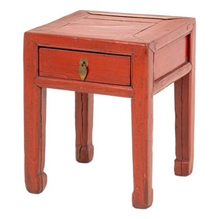Chinese Red Lacquer Side Table For Sale