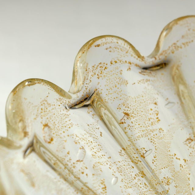 Mid-Century Modern Large Murano Glass Shell Sculpture with Gold Leaf Inclusion by Ercole Barovier for Barovier & Toso, 1950s For Sale - Image 3 of 5