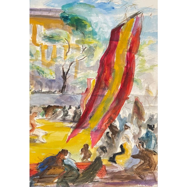 Paper John Groth, Large Watercolor Painting John Groth, Men Wrestling, Esquire Magazine Wpa Artist For Sale - Image 7 of 13