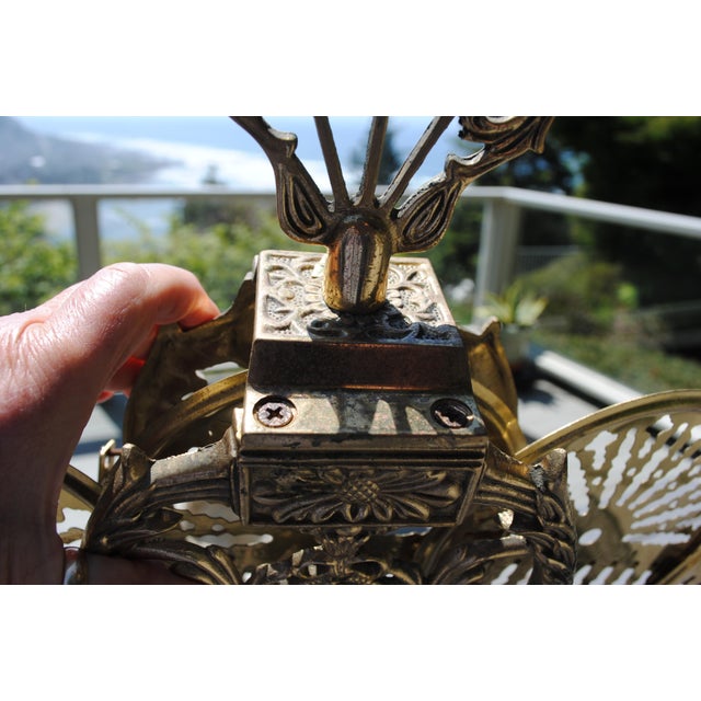Mid 20th Century Vintage Brass Fireplace Screen Expandable Fan For Sale - Image 5 of 8
