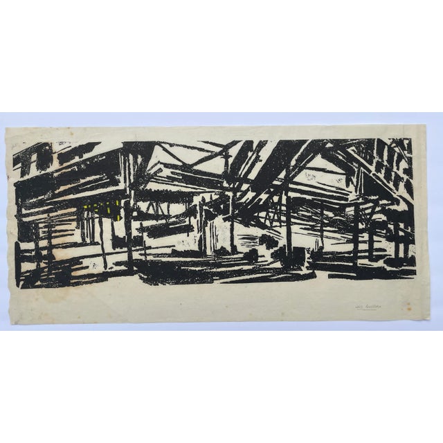 1950s Luke Gwilliam Abstract Industrial Woodblock For Sale - Image 4 of 4