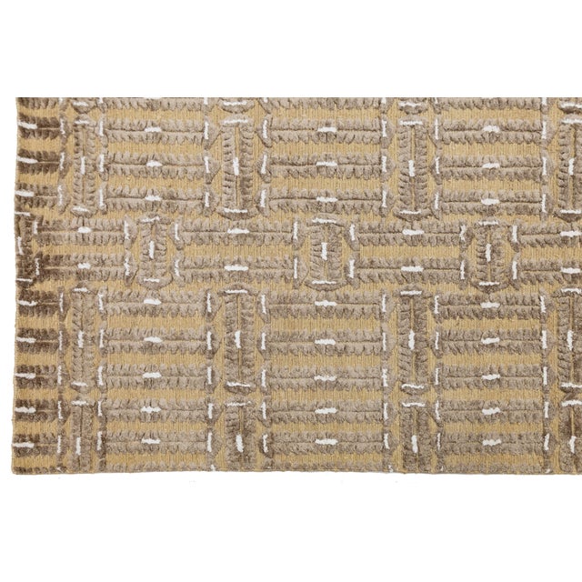 9 X 12 Contemporary Soumak Tan Wool and Jute Rug Handmade Geometric For Sale - Image 9 of 11