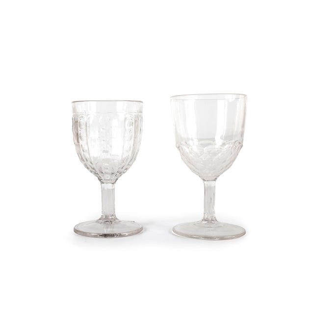 Transparent Set of 14 Mismatched Pressed Glass Goblets For Sale - Image 8 of 12
