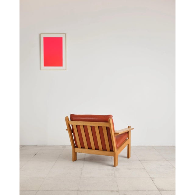 1970s Brutalist Lounge Chair in Oak and Leather by Tage Poulsen, Denmark, 1970s For Sale - Image 5 of 16