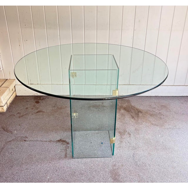 1970s Pace Style Round Glass Dining Table For Sale - Image 6 of 9