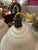 Monumental pair of antique textured French milk glass post street lanterns. Grand and impressive they are a wonderful...