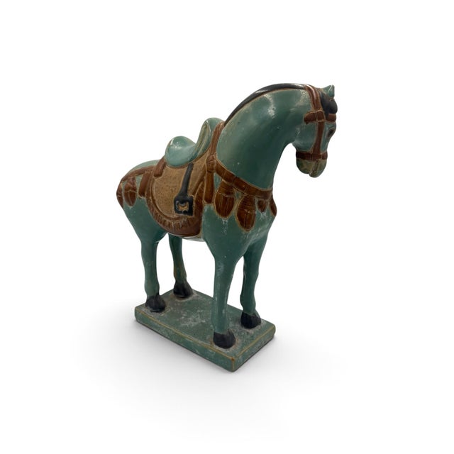 Set of Three Chinese Tang-Style Glazed Ceramic Horse Figures For Sale - Image 9 of 15