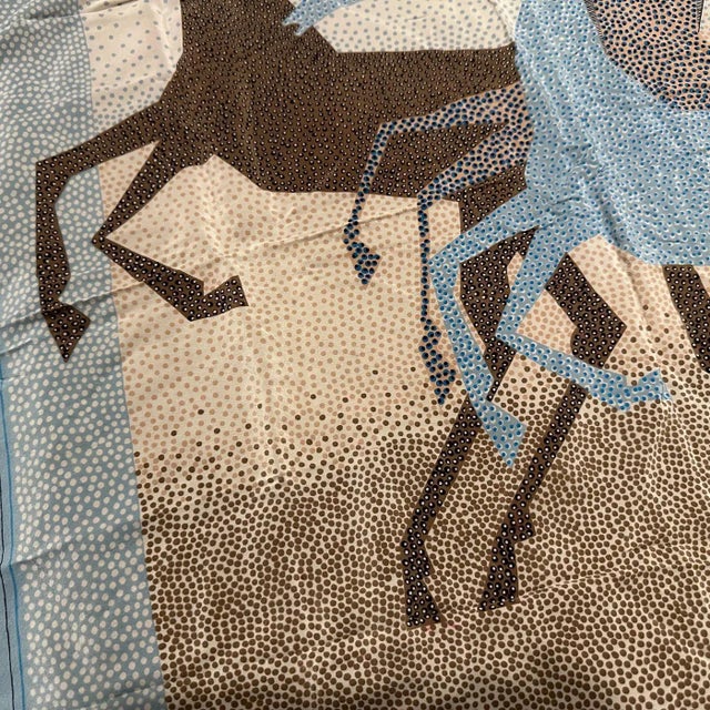 Contemporary Stylized Horses Silk Scarf by Paco Rabanne For Sale - Image 14 of 14