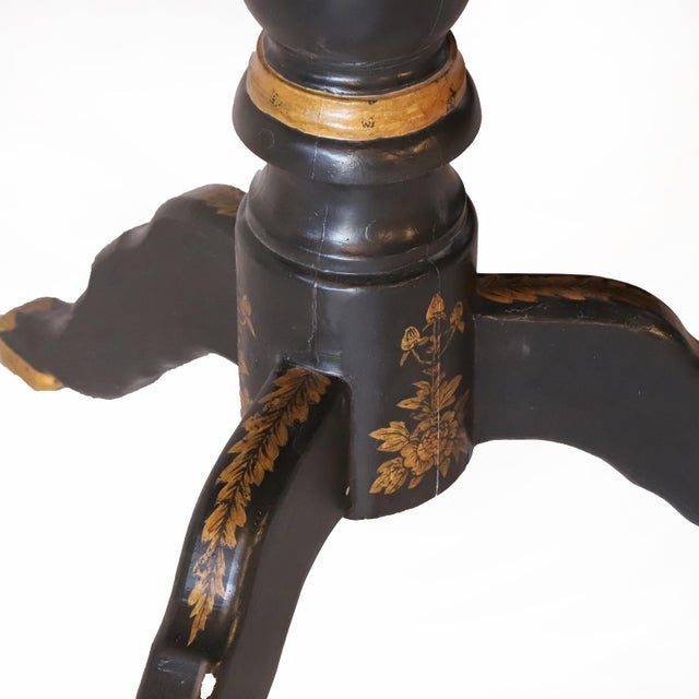 2000 - 2009 Vintage Gold Hand Painted Chinoiserie Round Table For Sale - Image 5 of 8