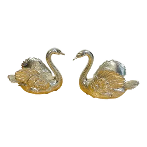 Early 20th Century French Silverplated Bronze Swans - a Pair