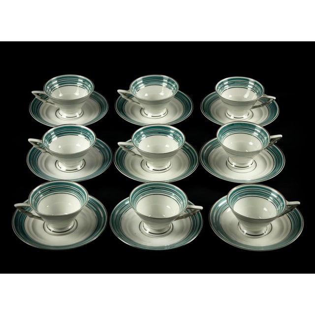 20th Century European Porcelain Coffee Set with Cups and Plates, Set of 18 For Sale - Image 3 of 15