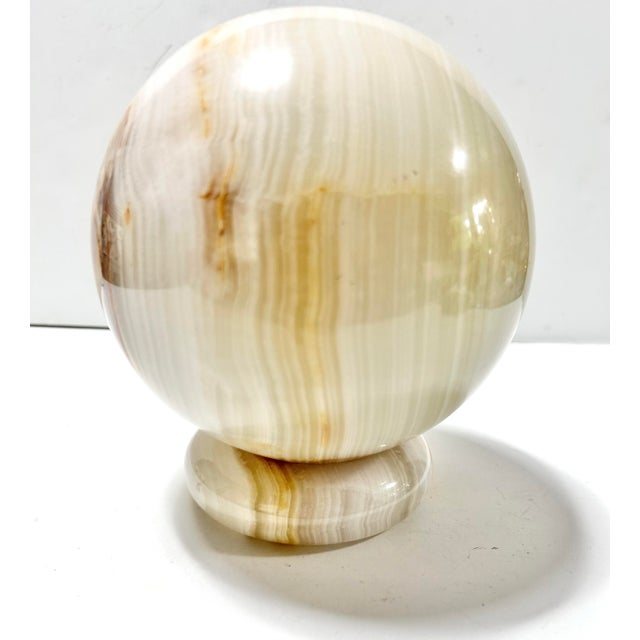 Large Vintage Banded Onyx Sphere on Stone Base For Sale - Image 12 of 12