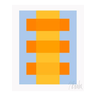 Yellow Through Orange on Blue Fine Art Print 25" X 30" by Liz Roache For Sale