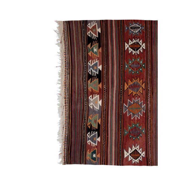 Turkish Kilim Runner Rug 4'7" X 9'10" 55.1'' x 118.1'' / 140 x 300 cm Hand woven with high quality pure wool Excellent...