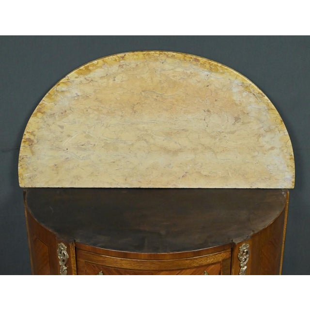 Early 20th Century Louis XV-Louis XVI Transition Style Half-Moon Commode For Sale - Image 16 of 18