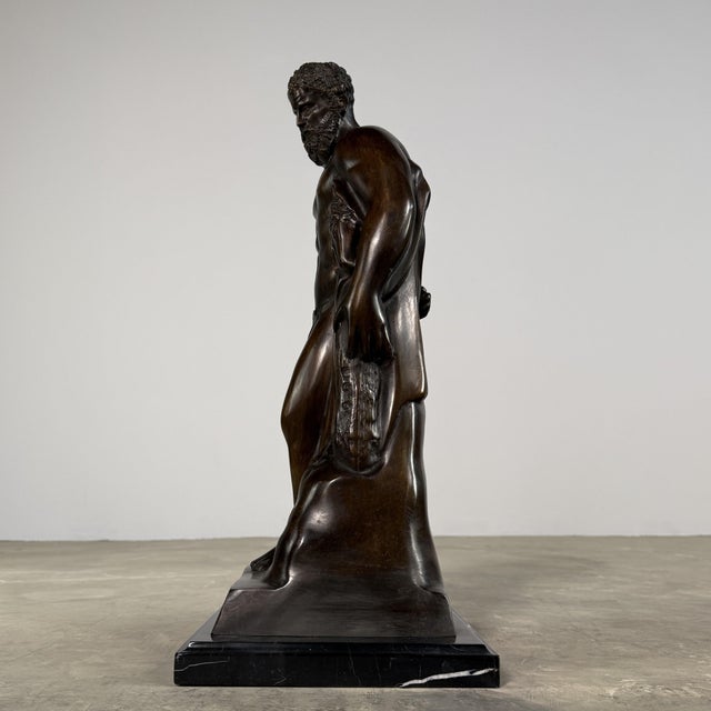 Bronze Hercules Sculpture After Farnese – Classical Weary Heracles, 24” Tall For Sale In Dallas - Image 6 of 11