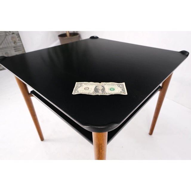Mid 20th Century Two Tier Black Lacquer & Walnut Square End Side Center Table Stand Juhl Baker For Sale - Image 5 of 13