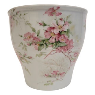 Floral Design Cache Pot from Limoges Porcelain, 1960s For Sale