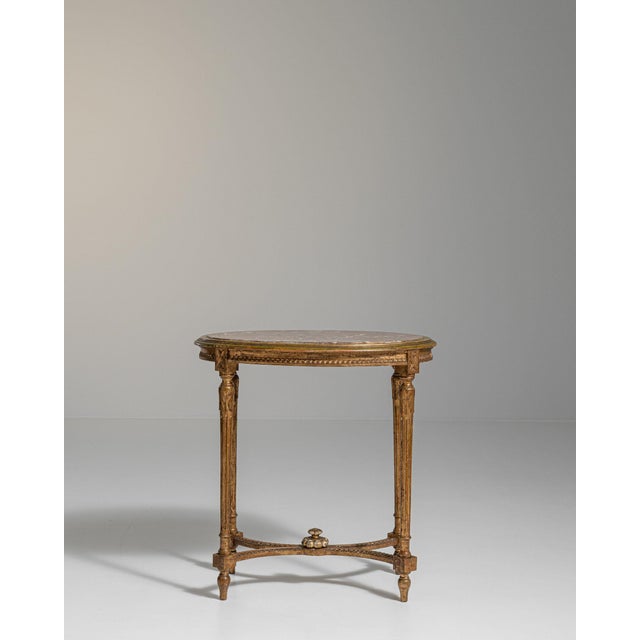 19th Century France Antique Gold Giltwood Carved Giltwood Gueridon Table For Sale - Image 4 of 11