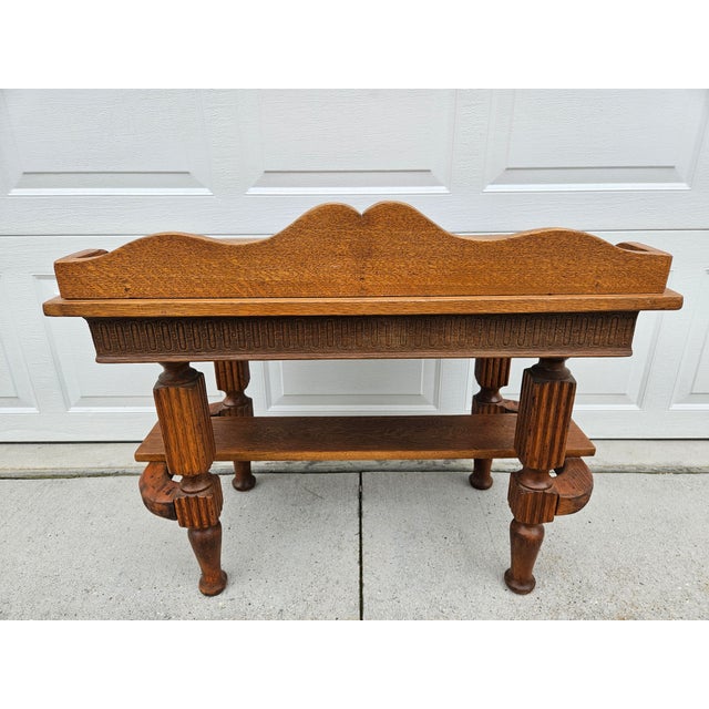 Antique Diminutive Oak Writing Desk For Sale - Image 9 of 16