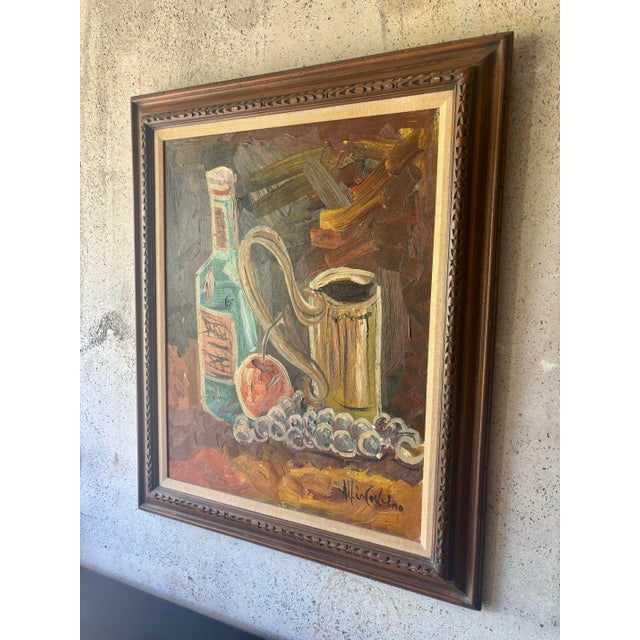 1960s American Modernist Impasto Still Life Oil Painting, Signed For Sale - Image 4 of 7
