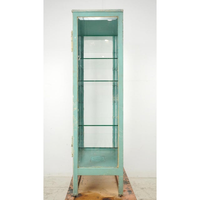 Vintage Steel Glass Medical Pharmacy Display Cabinet For Sale - Image 10 of 12