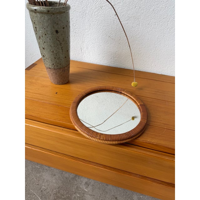 Vintage Round Wicker Mirror, 1960s For Sale - Image 6 of 17