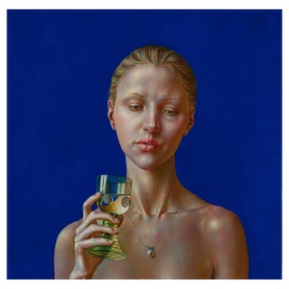 Normunds Braslinsh, Woman with a Glass, 2019, Oil on Canvas For Sale