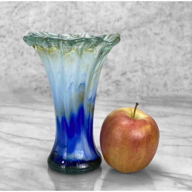 An Italian Murano Blue Blown Art Glass Flared Vase, c. Mid 20th Century. This Vase would look exceptional while displayed...
