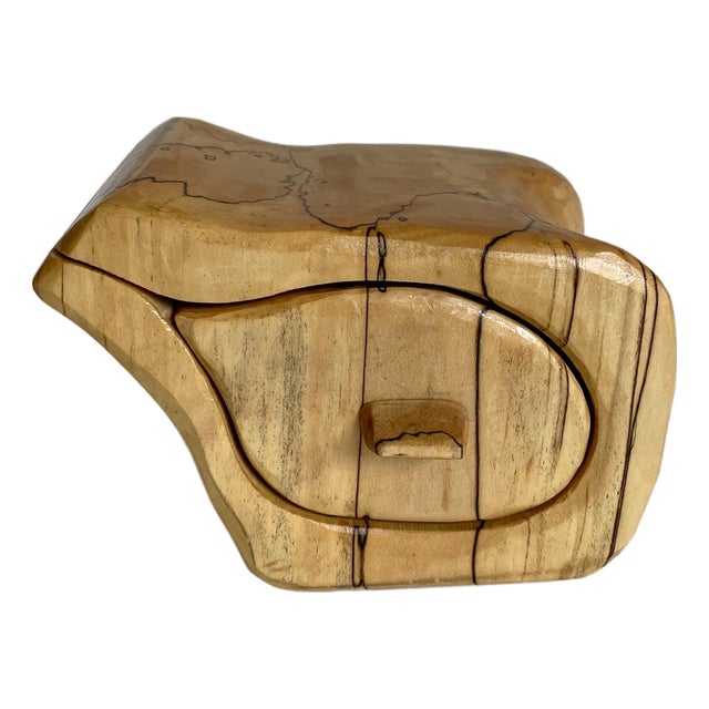 1970s Handcrafted Spalted Wood Sculptural Box With Drawer For Sale