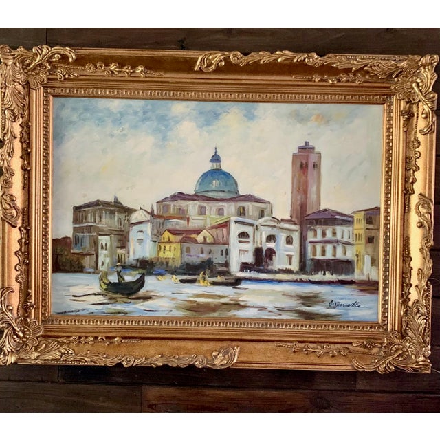 1990s Large Venice Italy Oil Painting by Morseille For Sale - Image 5 of 5
