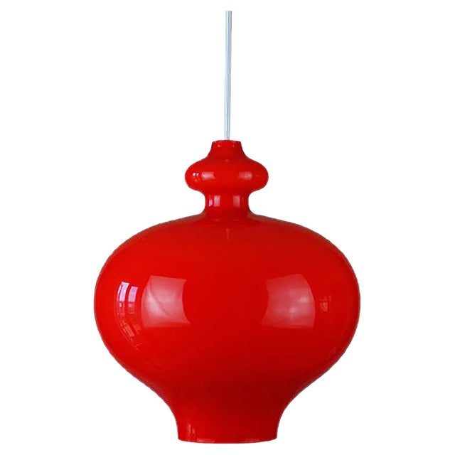 Vintage Glass Oplight 62 Pendant Lamp by Hans Agne Jakobsson for AB Markaryd / Flygsfors of Sweden For Sale