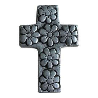 Vintage Mexican Flowered Cross For Sale