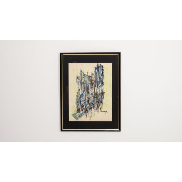Mid 20th Century Mid 20th Century France Blue Wood Painting For Sale - Image 5 of 15