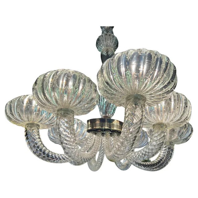 Extraordinary 8-cup chandelier from the renowned Murano artistic glassworks. from the personal collection of Baron Von...