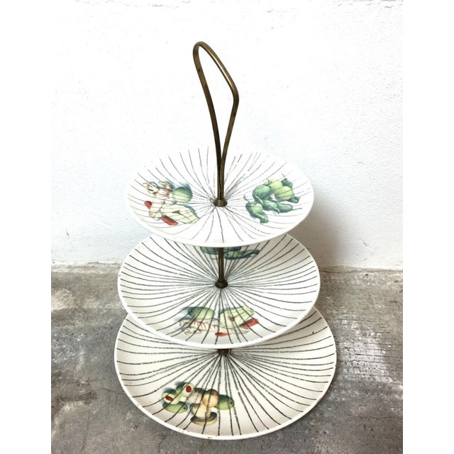 Metal Vintage Ceramic and Brass Fruit Platter, Italy, 1960s For Sale - Image 7 of 7