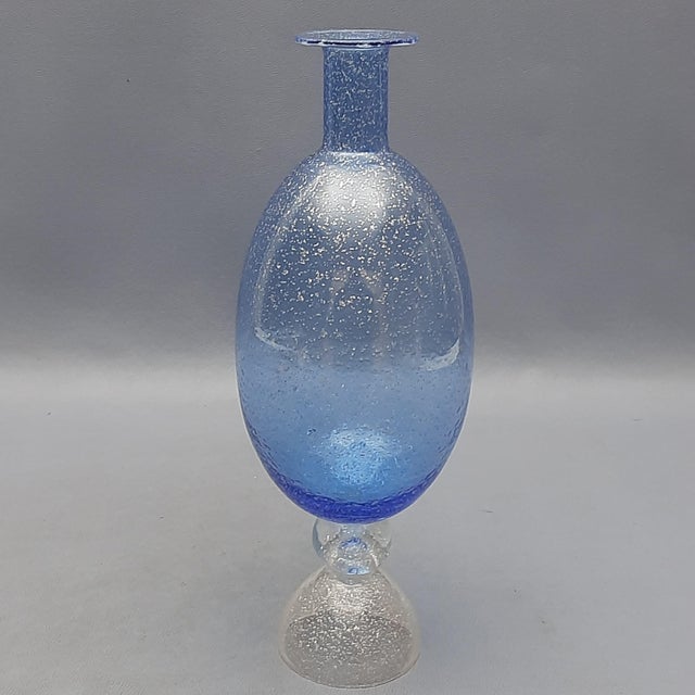 Modern Murano Glass Vase in Blue with Silver Powder Blue, 1970s For Sale - Image 3 of 12