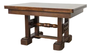 Mid 20th Century French Oak Extendable Dining Table Attributed to Charles Dudouyt