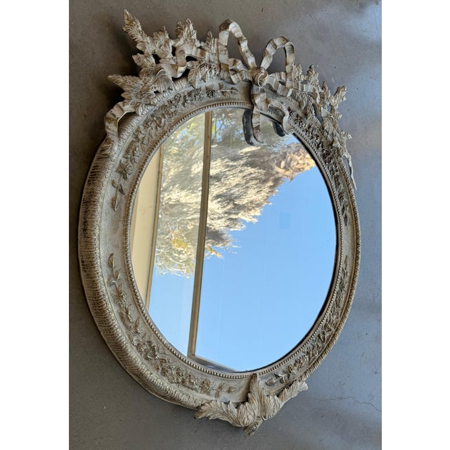 Late 19th Century Round French Rococo Gilted & White Bronze Wall Mirror For Sale - Image 17 of 18