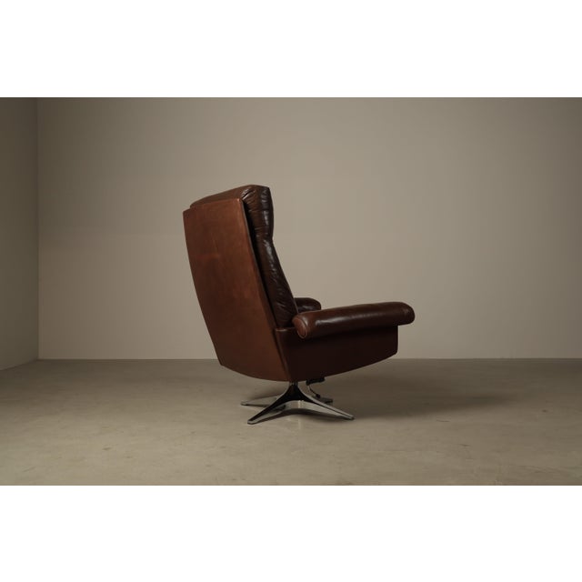 DS-31 Reclining Swivel Lounge Chair in Leather from de Sede, Switzerland, 1970s For Sale - Image 9 of 17