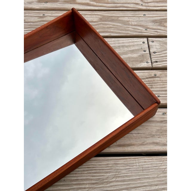 Vintage 1960's Teak Danish Wall Mirror With Shelf For Sale - Image 4 of 8