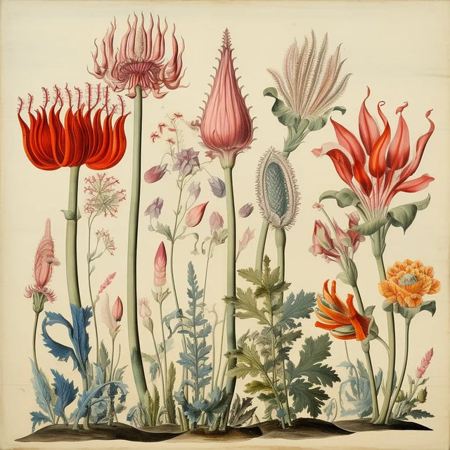 Antique Botanical Garden Study – Fine Art Print This striking natural history print reproduces an antique botanical...