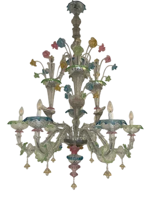Italian Modern Multicolors Flowers Murano Glass Chandelier by Simoeng